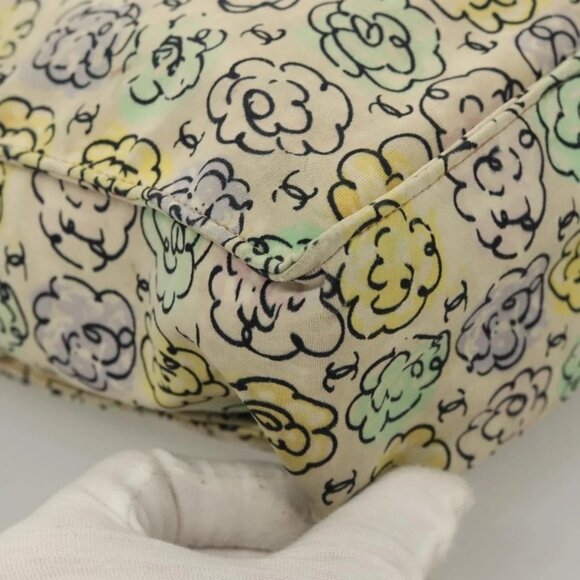 CHANEL Camelia COCO Mark Tote Bag Cotton Multicolor CC Auth BA3738 - Picture 5 of 16